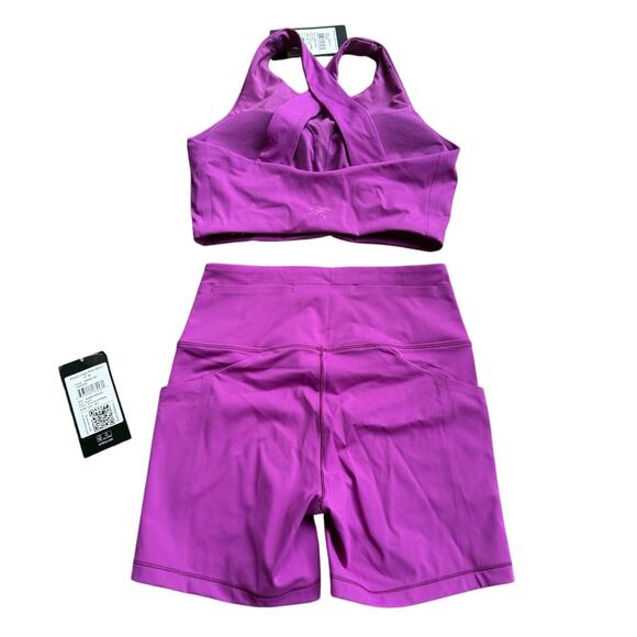 NWT Arcteryx Women’s Soria Long Line Bra Tank And Shorts 2 Pc Running Set Size 6 - Picture 1 of 4